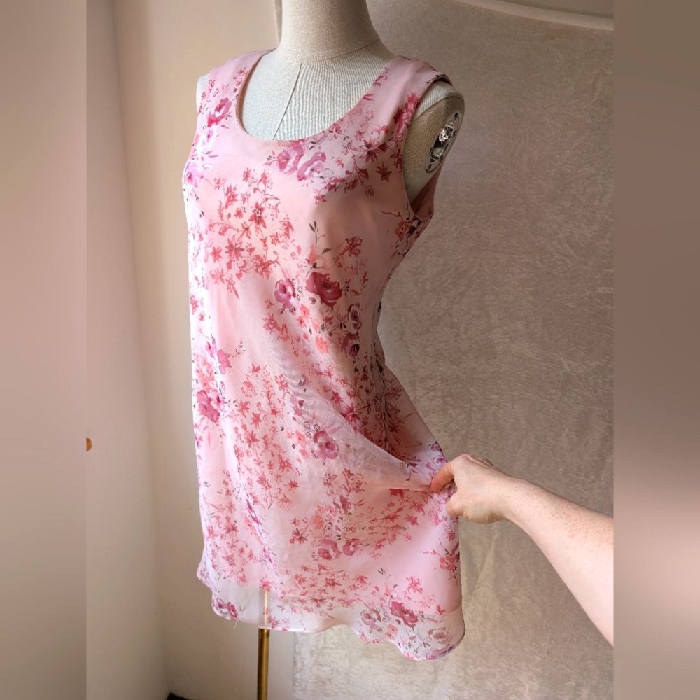 Vtg Light Pink Mini Floral Dress 5/6